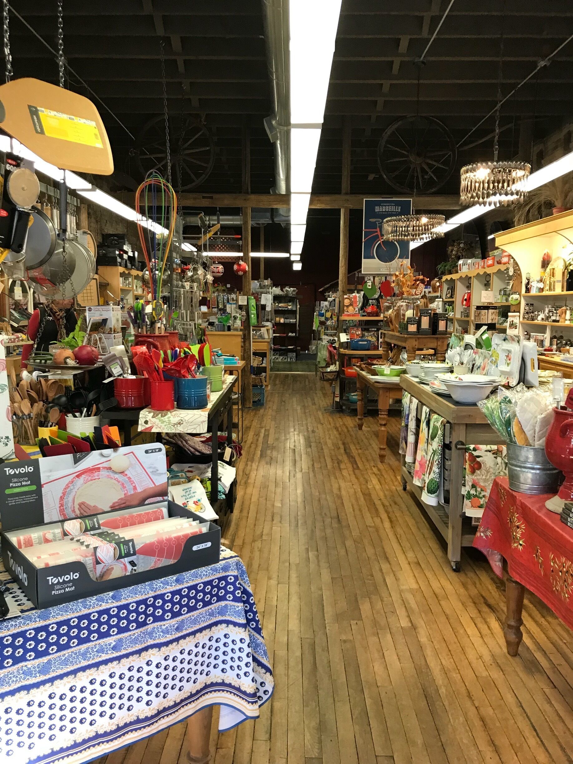 OMG! I went nuts in this cooking shop in Jacksonville Oregon.  The owner is a hoot.  Tells you everything from how to spot fake Le Crueset to the latest gadgets Martha Stewart would have a hard time defining without the tag.  He sold me on a little plastic gizmo that looks like Cookie Monster with his mouth open and pulls out your hot oven rack.  I definitely recommend anyone who loves food and cooking stop by.