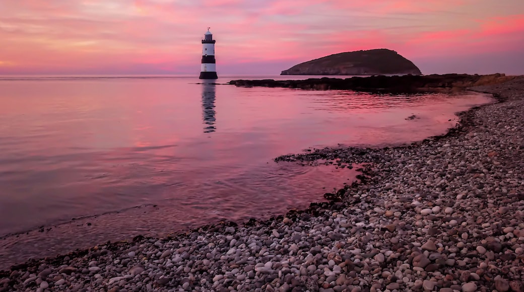 Penmon point lighthouse at sunset
