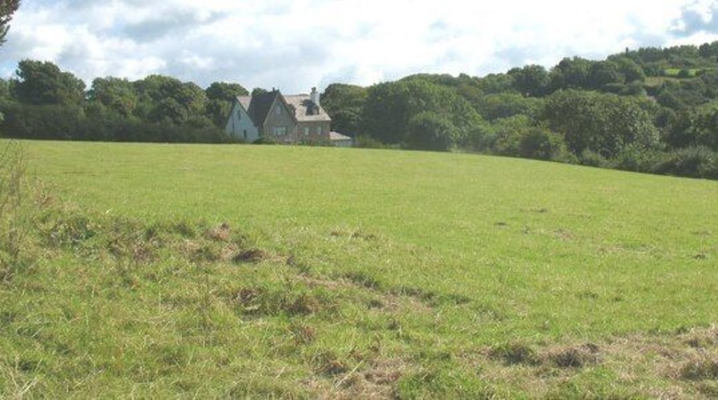 Harvested hay field south of Lon Goch
