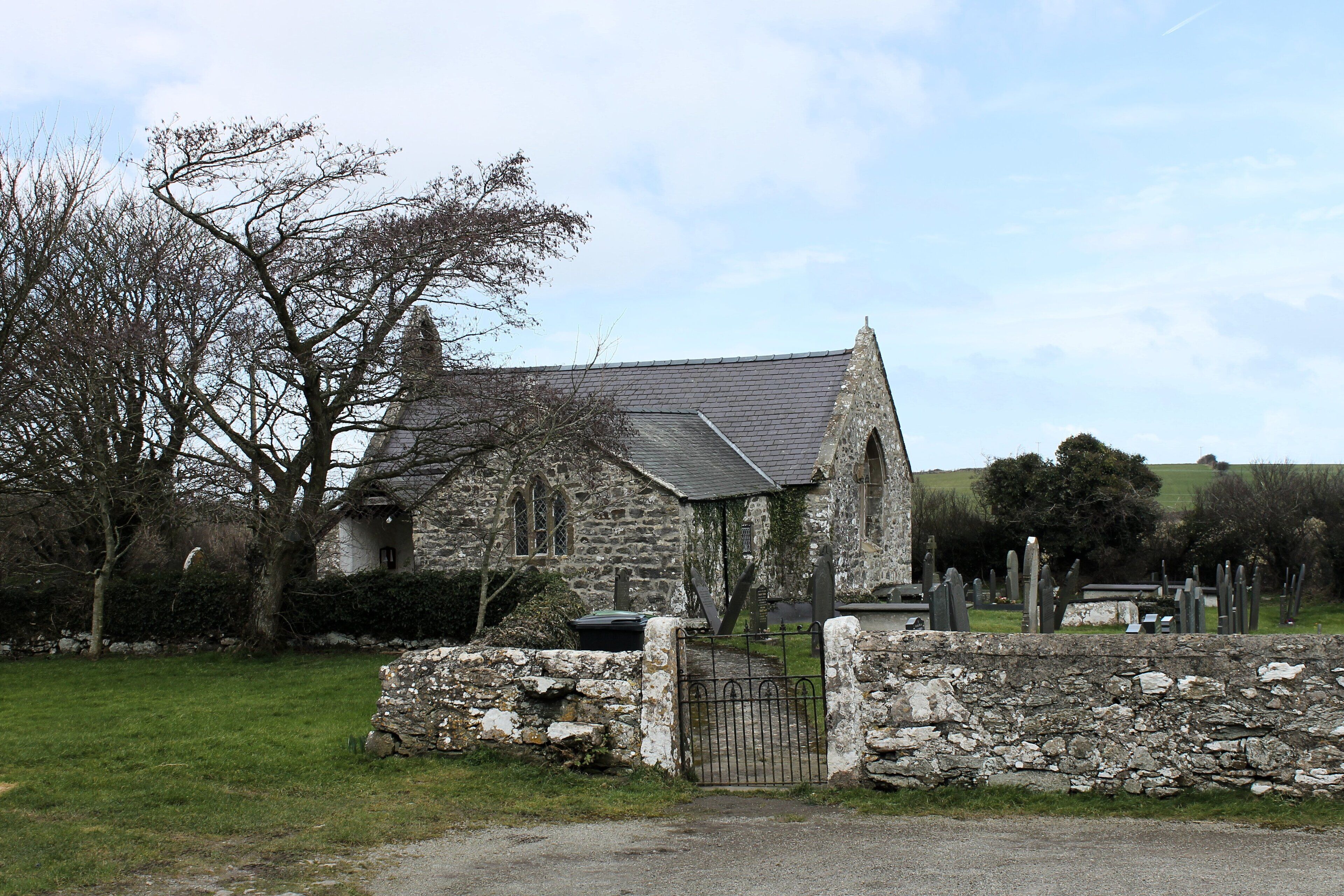 St Iestyn's Church, Llaniestyn, Ynys Môn, Wales is a medieval church. A church is said to have been founded here by St Iestyn in the 7th century, with the earliest parts of the present building dating from the 12th century.