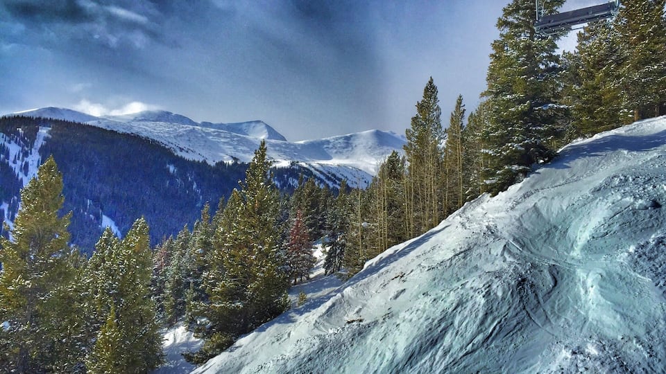 The view from the Peak 8 SuperConnect has always been one of my favorites - all of this terrain faces south, stays really good on overcast days and gets really soft on sunny spring days. #snow