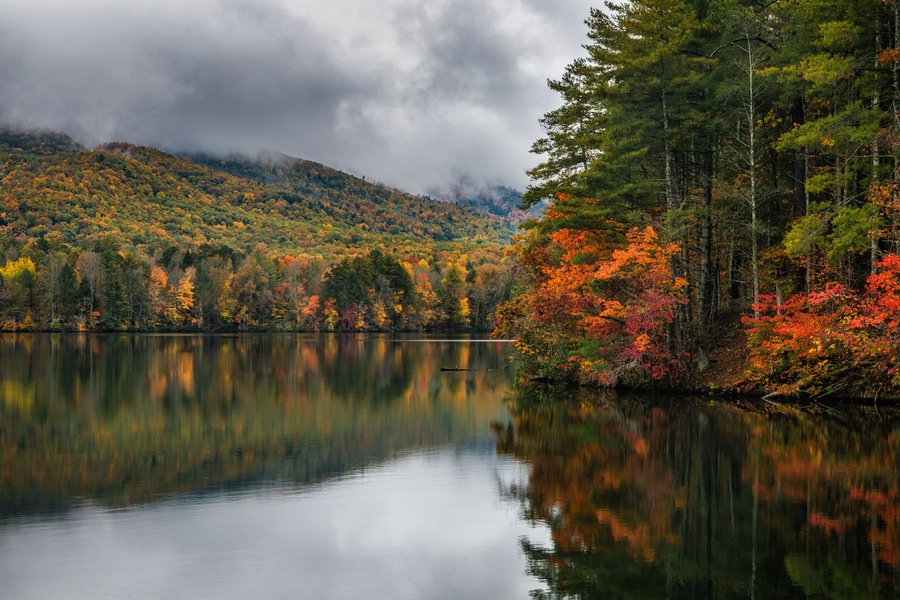 autumn landscape with lake