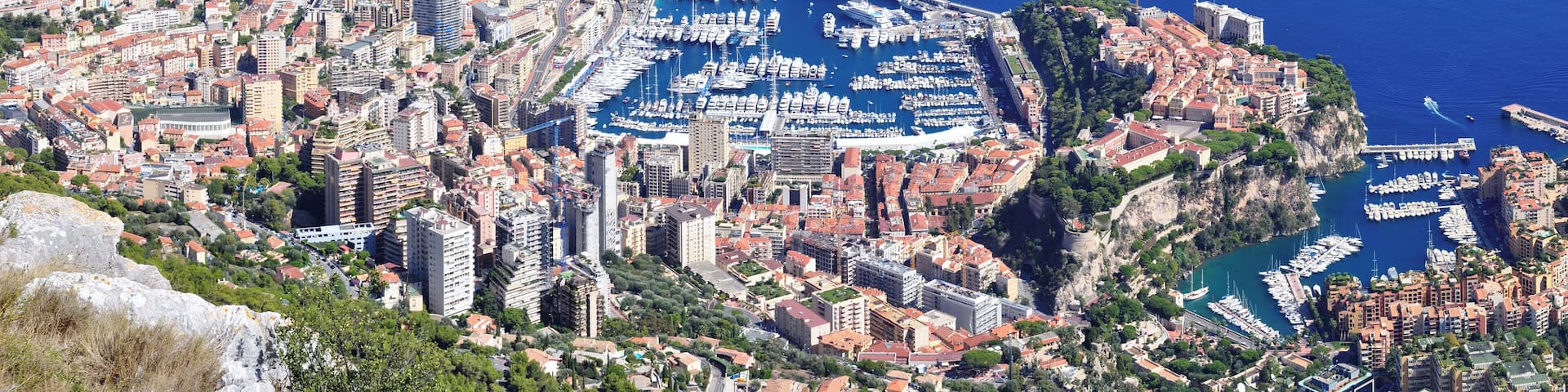 panoramic view of Monaco from a viewpoint near the observatory which is situated in the south of the village of "La Turbie"