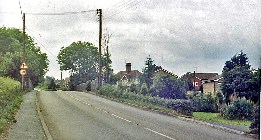 Site of Cold Norton station View westward on B1012 to the bridge over the track of the Woodham Ferrers (left) - Maldon West) (right) ex-GE branch. The station had been on the right, but was closed when the passenger service ceased on 10/9/39, although the line remained open for goods until 1/4/53.