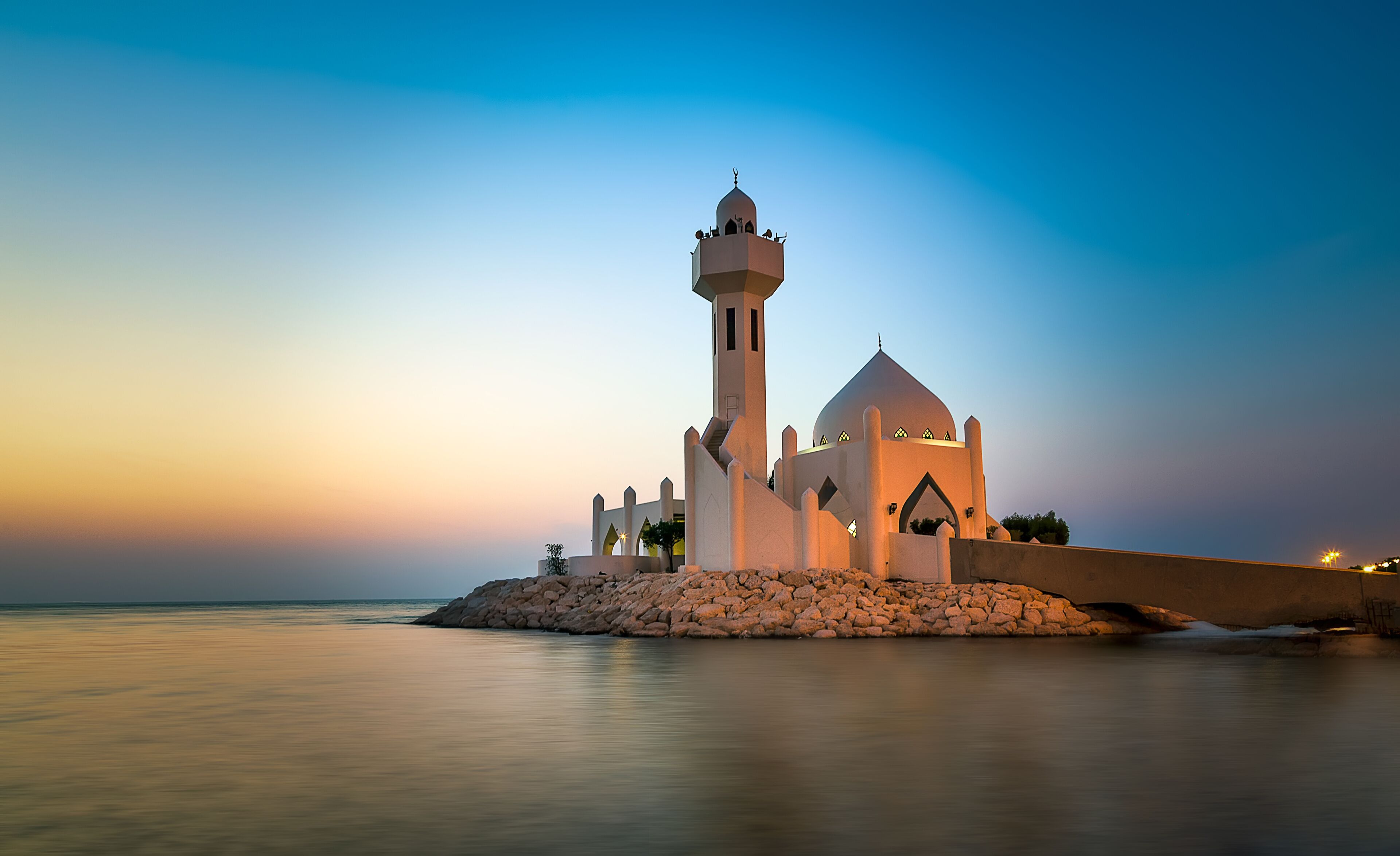 Beautiful Al Khobar Corniche Mosque Sunrise -Saudi Arabia.