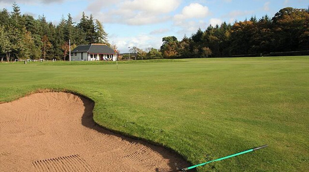Gifford Golf Course A view over the 9th green to the clubhouse. This 9 hole parkland layout at the foot of the Lammermuir Hills was formed in 1904.