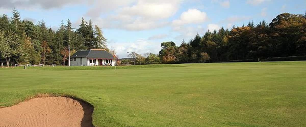 Gifford Golf Course A view over the 9th green to the clubhouse. This 9 hole parkland layout at the foot of the Lammermuir Hills was formed in 1904.