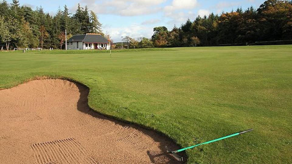 Gifford Golf Course A view over the 9th green to the clubhouse. This 9 hole parkland layout at the foot of the Lammermuir Hills was formed in 1904.