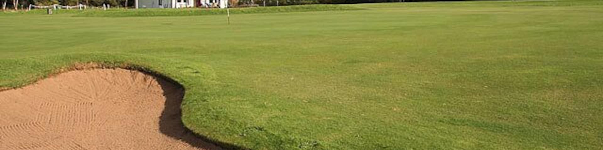 Gifford Golf Course A view over the 9th green to the clubhouse. This 9 hole parkland layout at the foot of the Lammermuir Hills was formed in 1904.