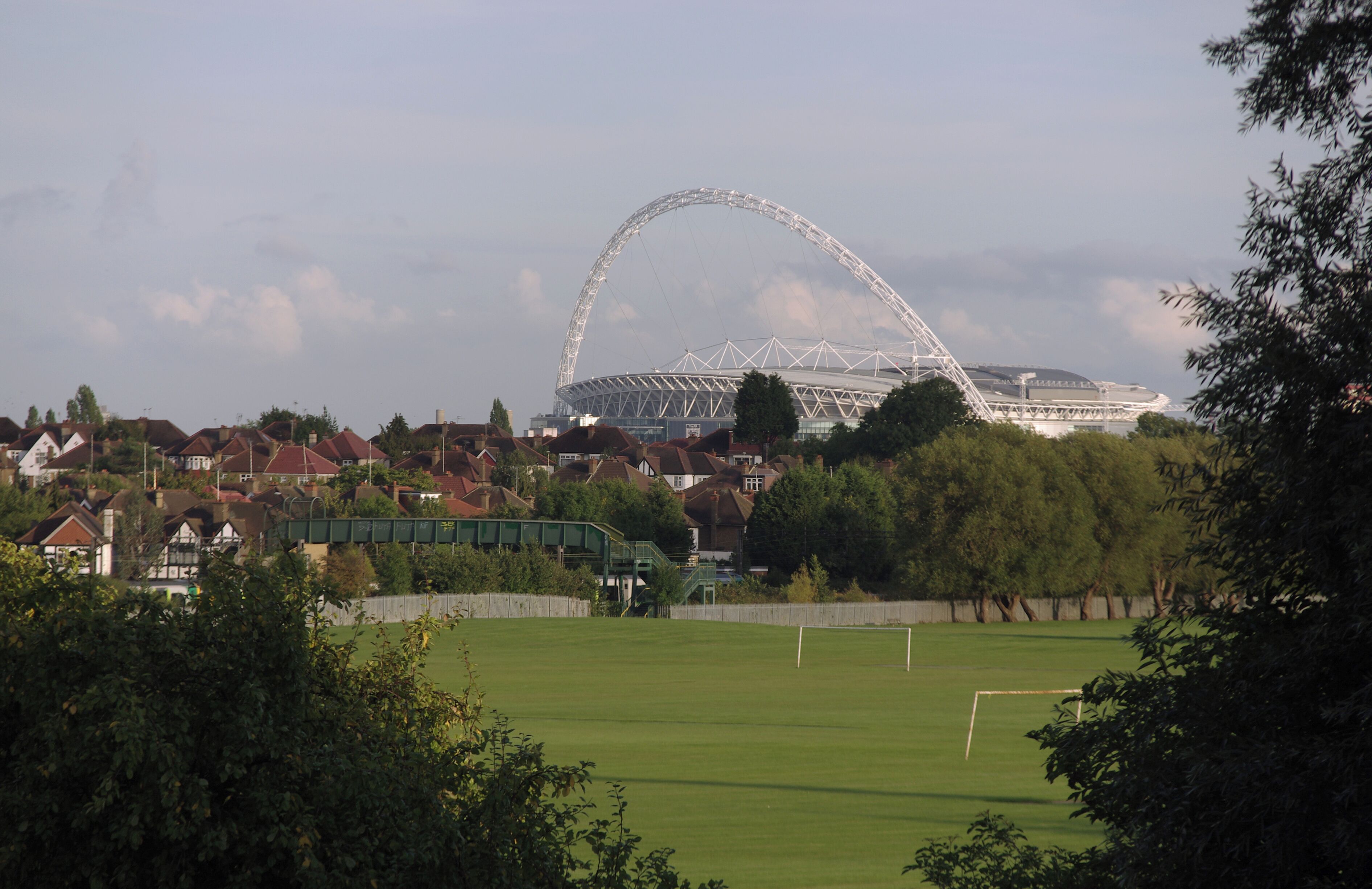 Wembley Stadium, viewed from Northwick Park tube station.