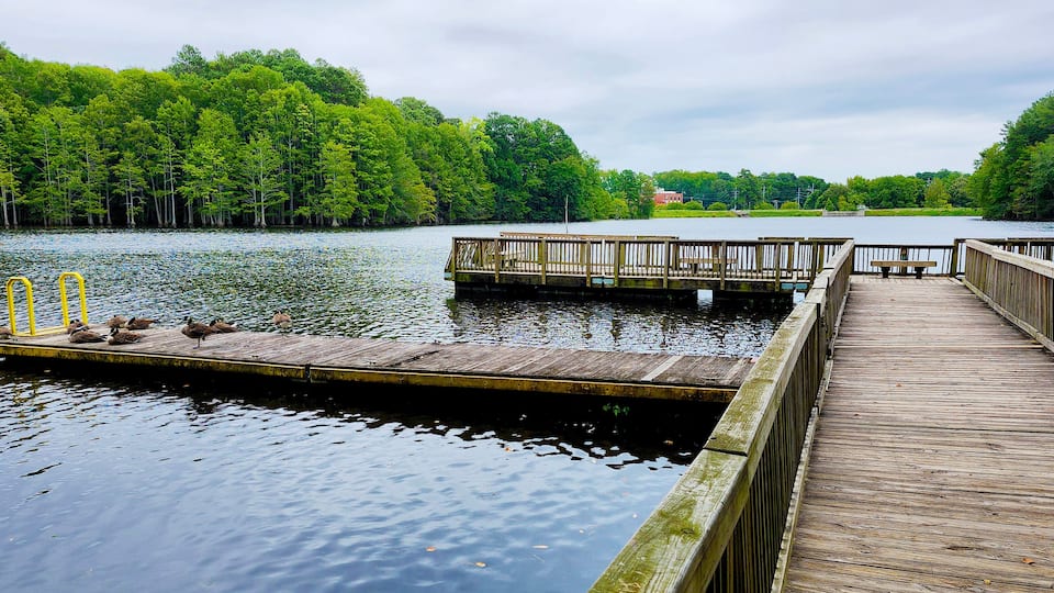Fishing Pier in Mazarick Park, Fayetteville, North Carolina, USA
