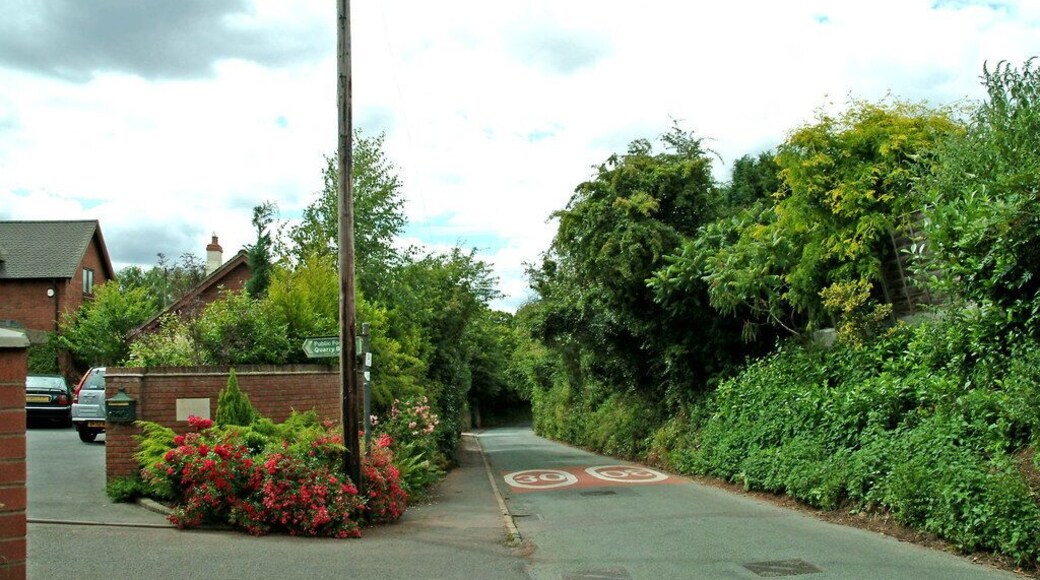 Inn Lane, Hartlebury This view is of a section of the long road known as Inn Lane in the village of Hartlebury. On the left there is the start of a public footpath which leads to the road known as Quarry Bank.