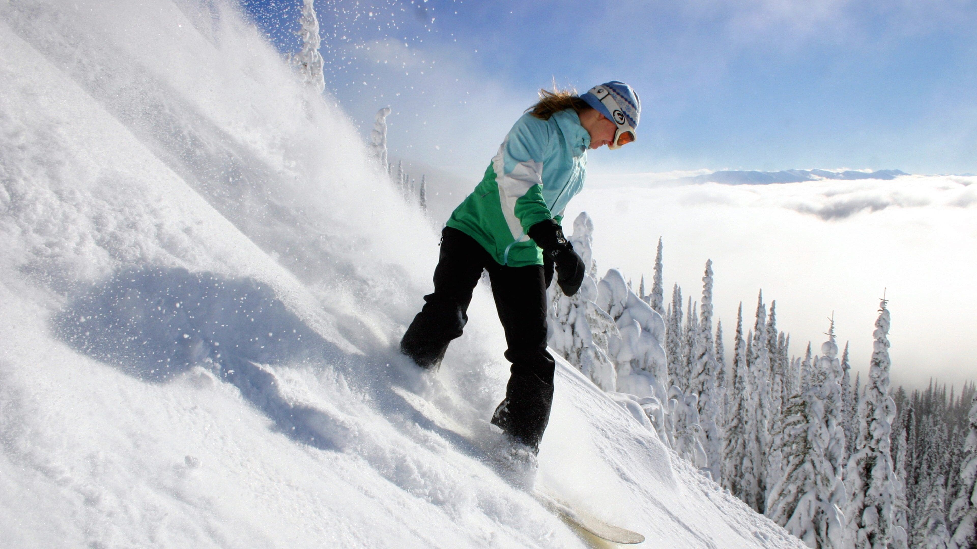 Whitefish which includes snow and snowboarding as well as an individual female