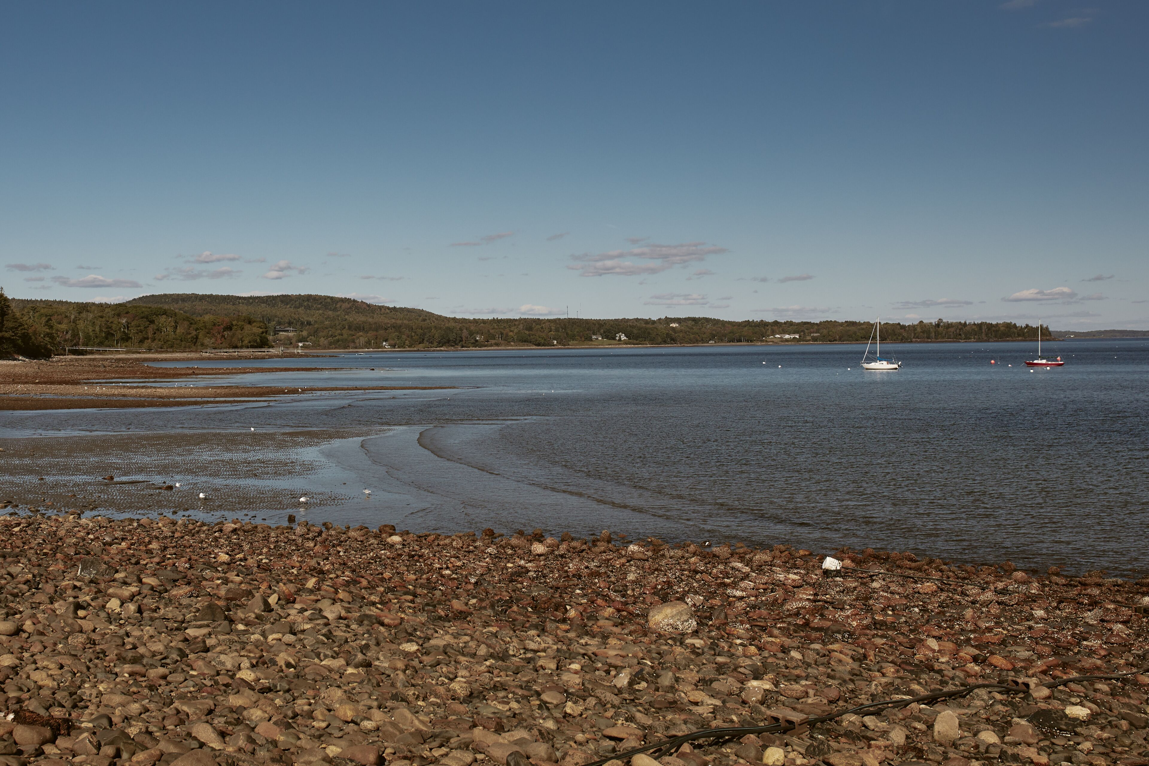 A cool Fall day in Lincolnville Beach off the coast of Penobscot Bay in Lincolnville, Maine. 