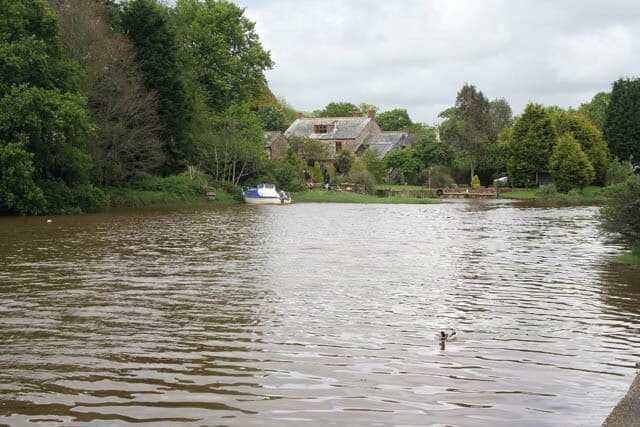 River Lerryn at high tide Taken from the car park in the centre of this picturesque village. The river is tidal up to the bridge in SX1457