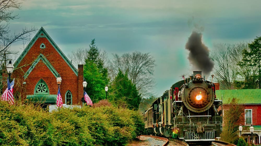 Steam Train #630 passing through Jonesborough Tennessee