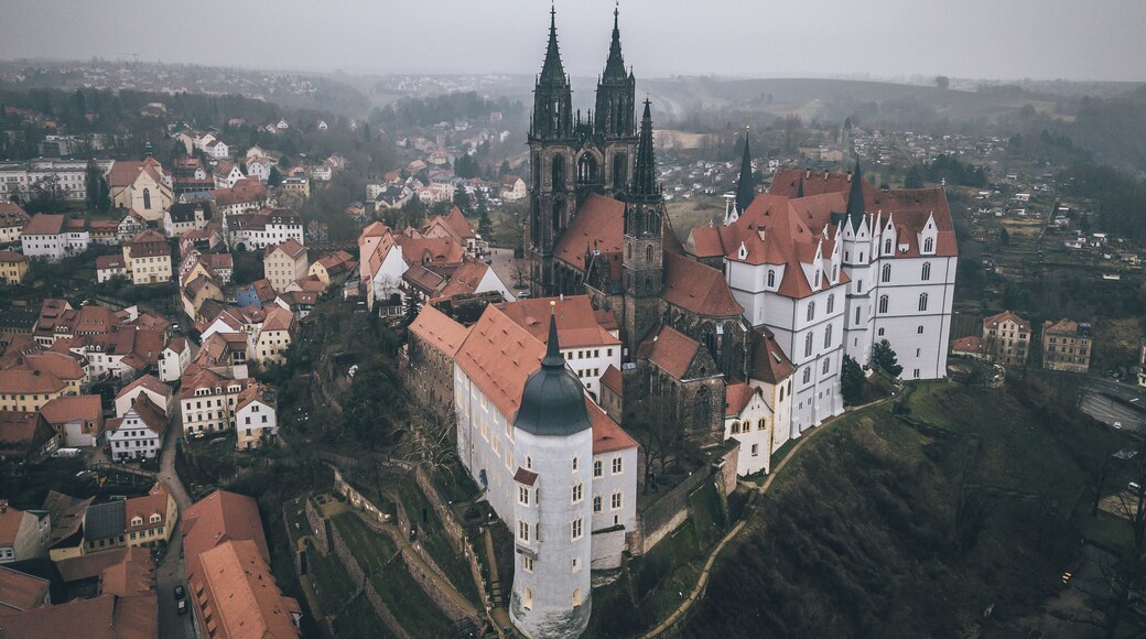 The Albrechtsburg is a Late Gothic castle that dominates the town centre of Meissen in the German state of Saxony. It stands on a hill above the river Elbe, adjacent to the Meissen Cathedral.