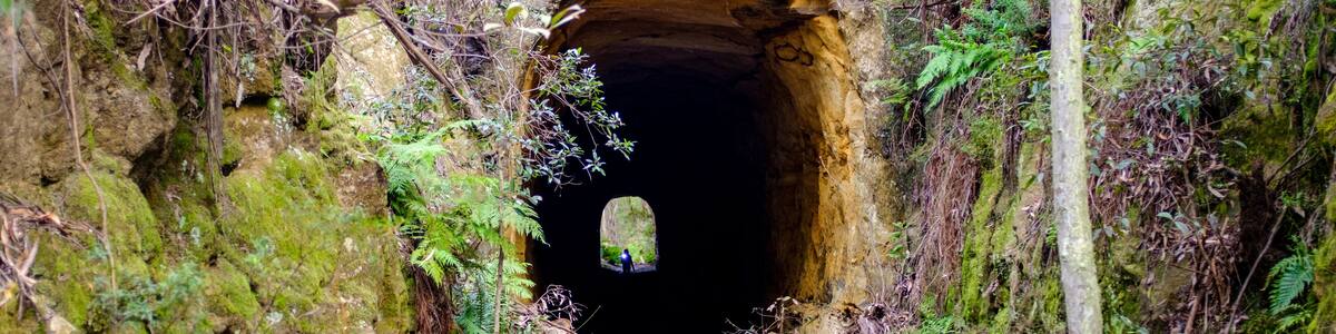 View into disused tramway tunnel on Box Vale walking track Mittagong NSW Australia