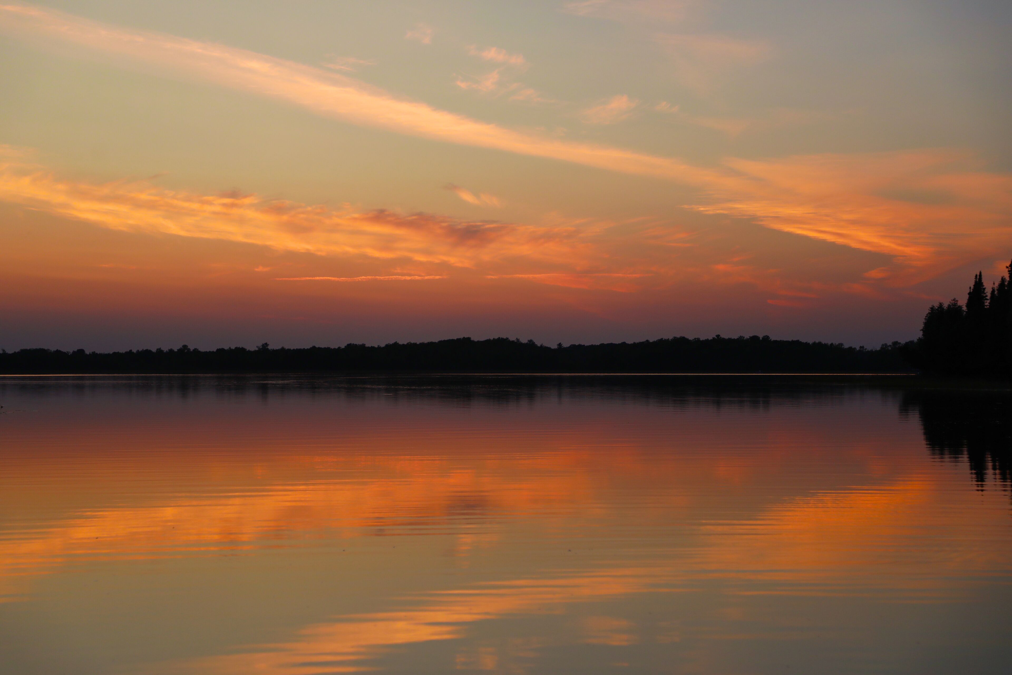 Beautiful northern lake scene at dusk in Minnesota
