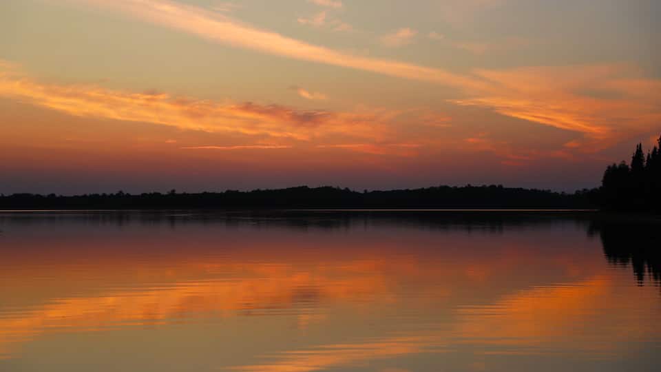 Beautiful northern lake scene at dusk in Minnesota
