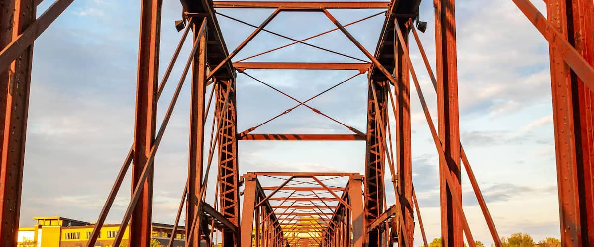 River Lights Bridge over Chippewa River at Sunset in Eau Claire