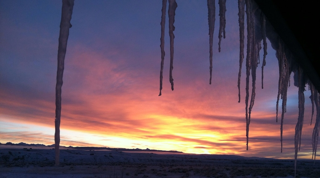 Icicles forming on my house in the early hours of a winter morning. Frigid, gorgeous Wyoming.