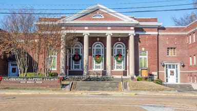 Late 19th century Clarksdale Baptist Church decorated for Christmas in Clarksdale, Mississippi, in Coahoma County, USA