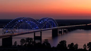 Hernando De Soto Bridge at Sunset from above in Memphis, Tennessee