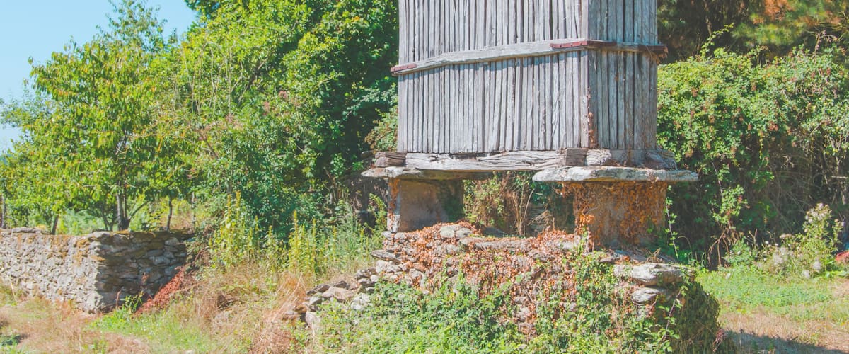 Wooden horreo in Sarria Camino de Santiago Galicia Spain