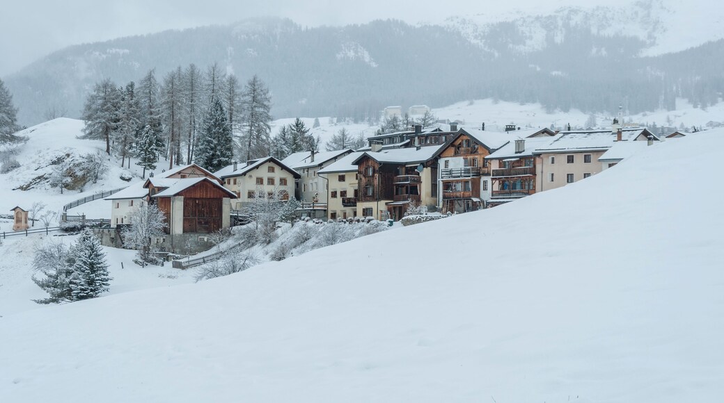 Switzerland, Graubรผnden, Tarasp in winter