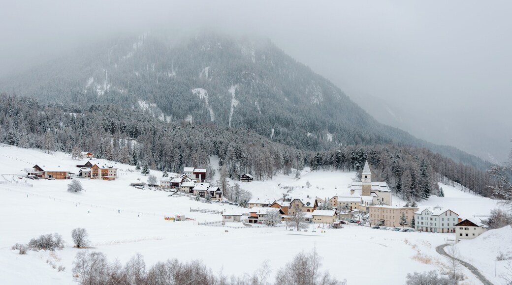 Switzerland, Graubรผnden, Tarasp in winter
