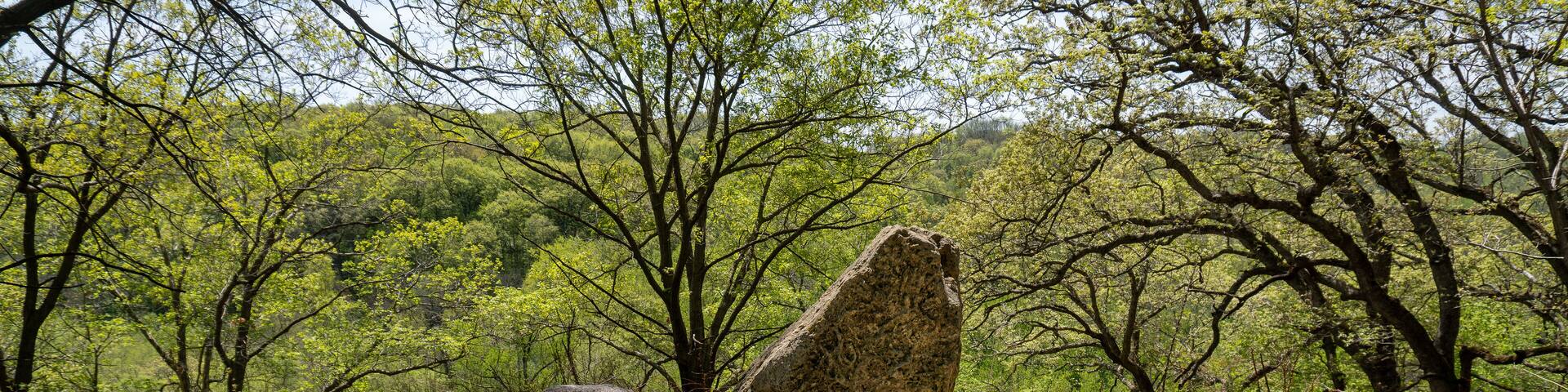 Dubuque, Iowa: Chief Peosta's gravesite in Mines of Spain Park. Chief Peosta, of the Mesquakie tribe, Native American, and friend of Julien Dubuque, first of European settlers in area.