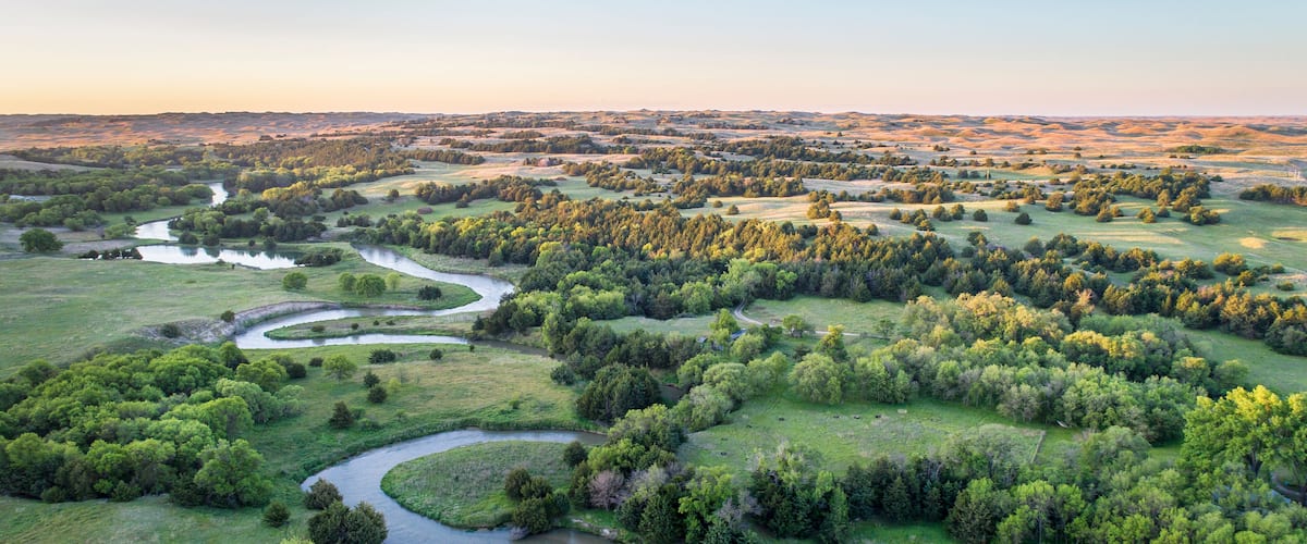 aerial view of Dismal River in Nebraska