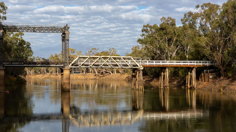 The historic bridge over the River Murray in Tooleybuc New South Wales Australia on 11th June 2018