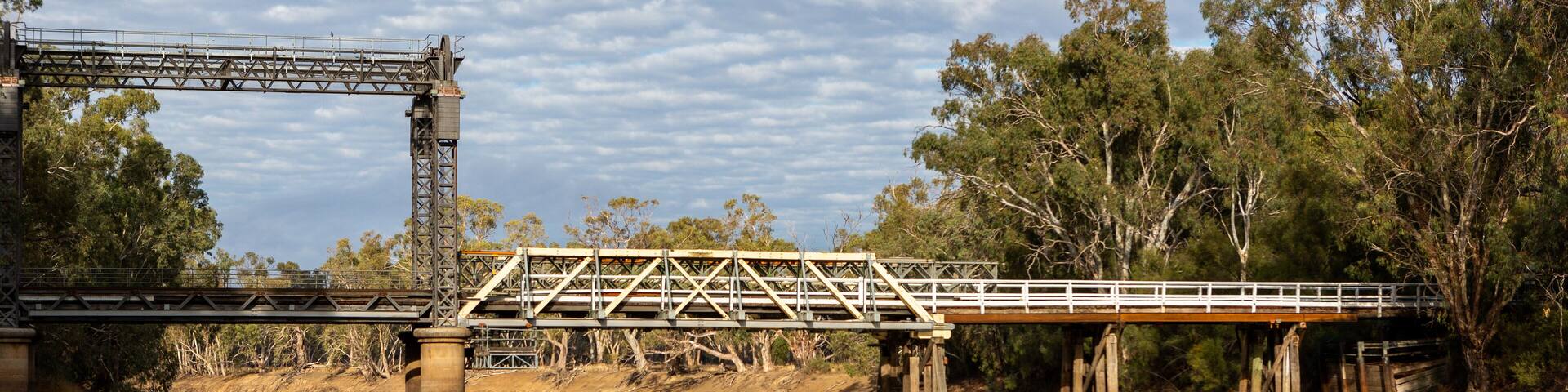 The historic bridge over the River Murray in Tooleybuc New South Wales Australia on 11th June 2018