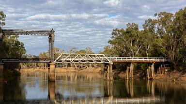 The historic bridge over the River Murray in Tooleybuc New South Wales Australia on 11th June 2018