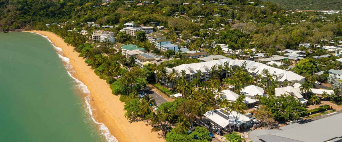Trinity Beach featuring a coastal town, landscape views and general coastal views