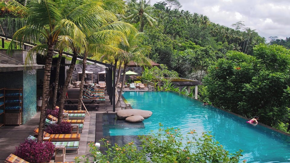 Beside it's location surrounded by rice terraces and temples, Ubud is known for it's relaxed vibe and luxurious hotels and pools. If you cannot afford to stay in a luxury hotel, you can definitely swim in one's pool. The Jungle Fish restaurant & pool bar is on site of chapung Sebali Resort & Spa, and the pool can be accessed with a small fee.
#AquaTrove