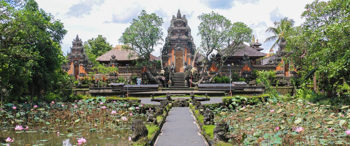 Beautiful temple with Lotus pond in the heart of Ubud