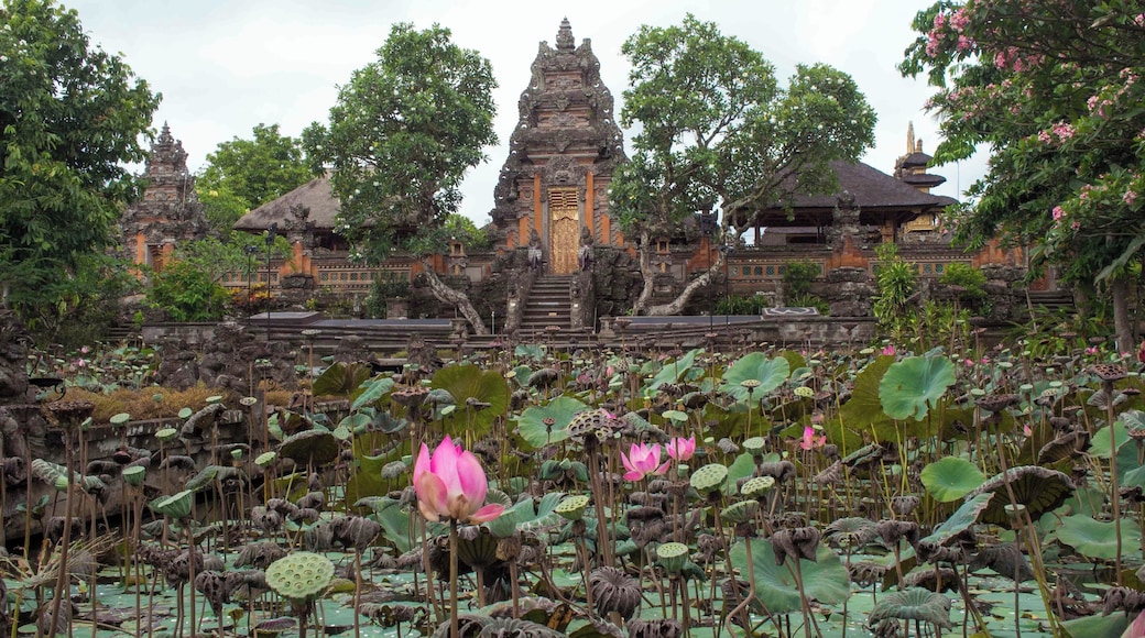 Bali is full of beautiful temples. Some are remote, but not this one. The Saraswati Temple is just off the main street in Ubud city center, and it is hard to believe when facing the serene lotus pond and the majestically decorated temple!
