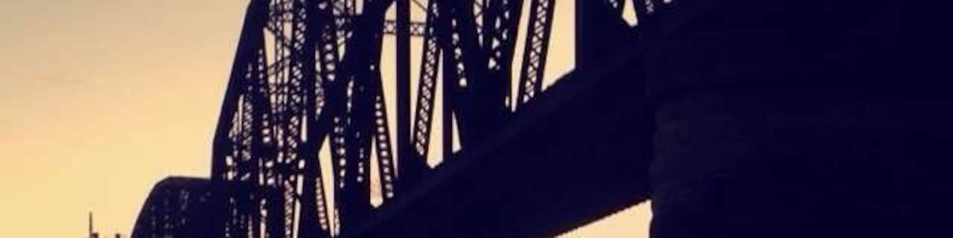 Train bridge behind the chicken plant. It's especially beautiful during sunset.