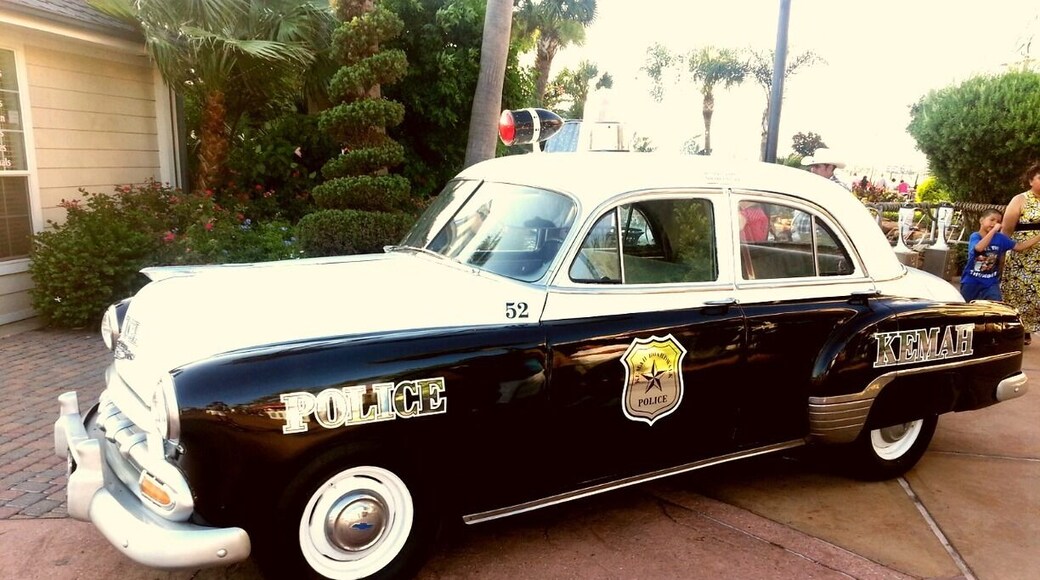 Old school cop car on display at the kemah boardwalk.
