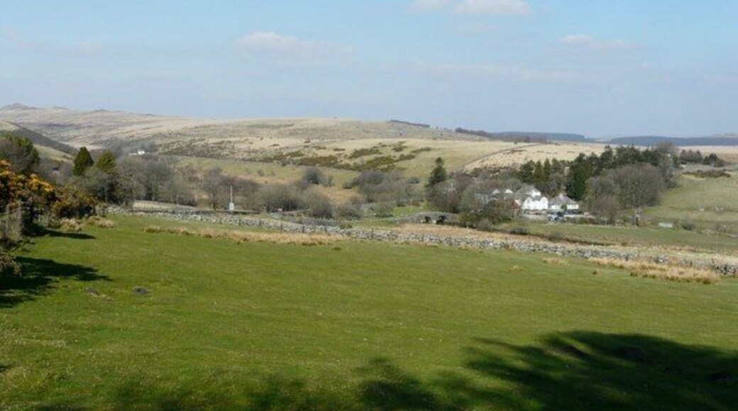 Two Bridges From the B3212 road in the direction of Princetown looking northeast.