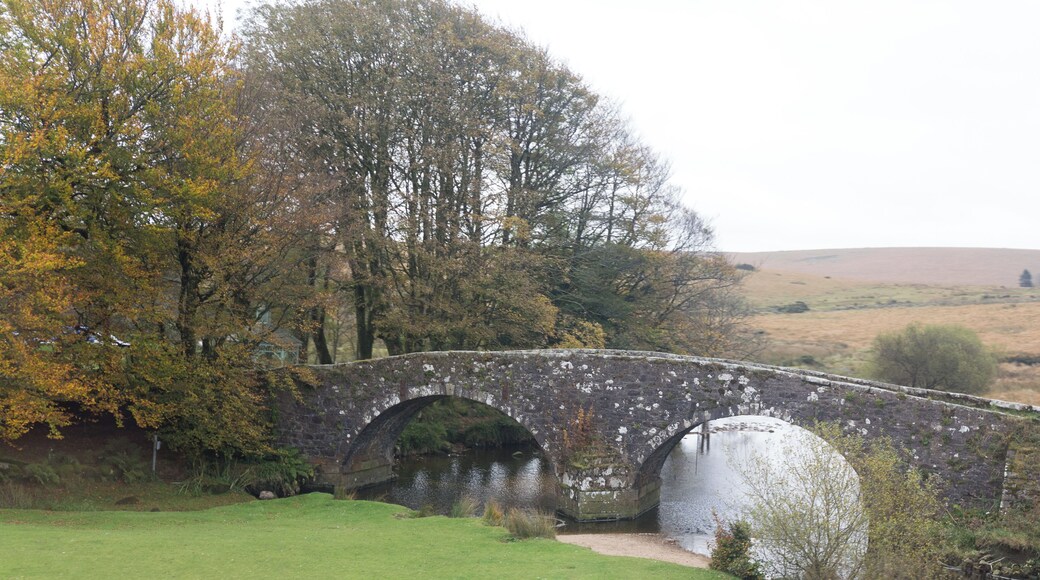 Old bridge over West Dart River in Two Bridges, Princetown, Devon.