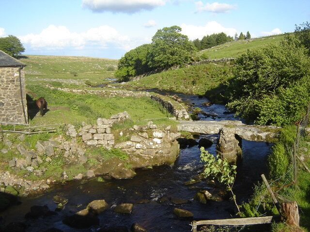 Blackbrook River and Clapper Bridge Taken from Oakery Bridge. The clapper bridge was a total surprise - it isn't indicated on the map!