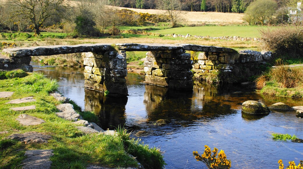 The Clapper bridge at Postbridge on northern Dartmoor.
