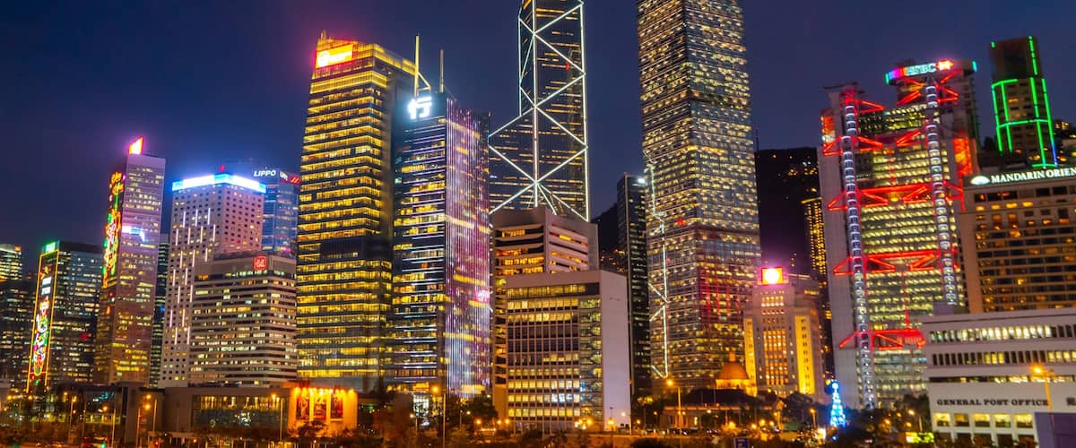 Hong Kong SAR showing night scenes and a city