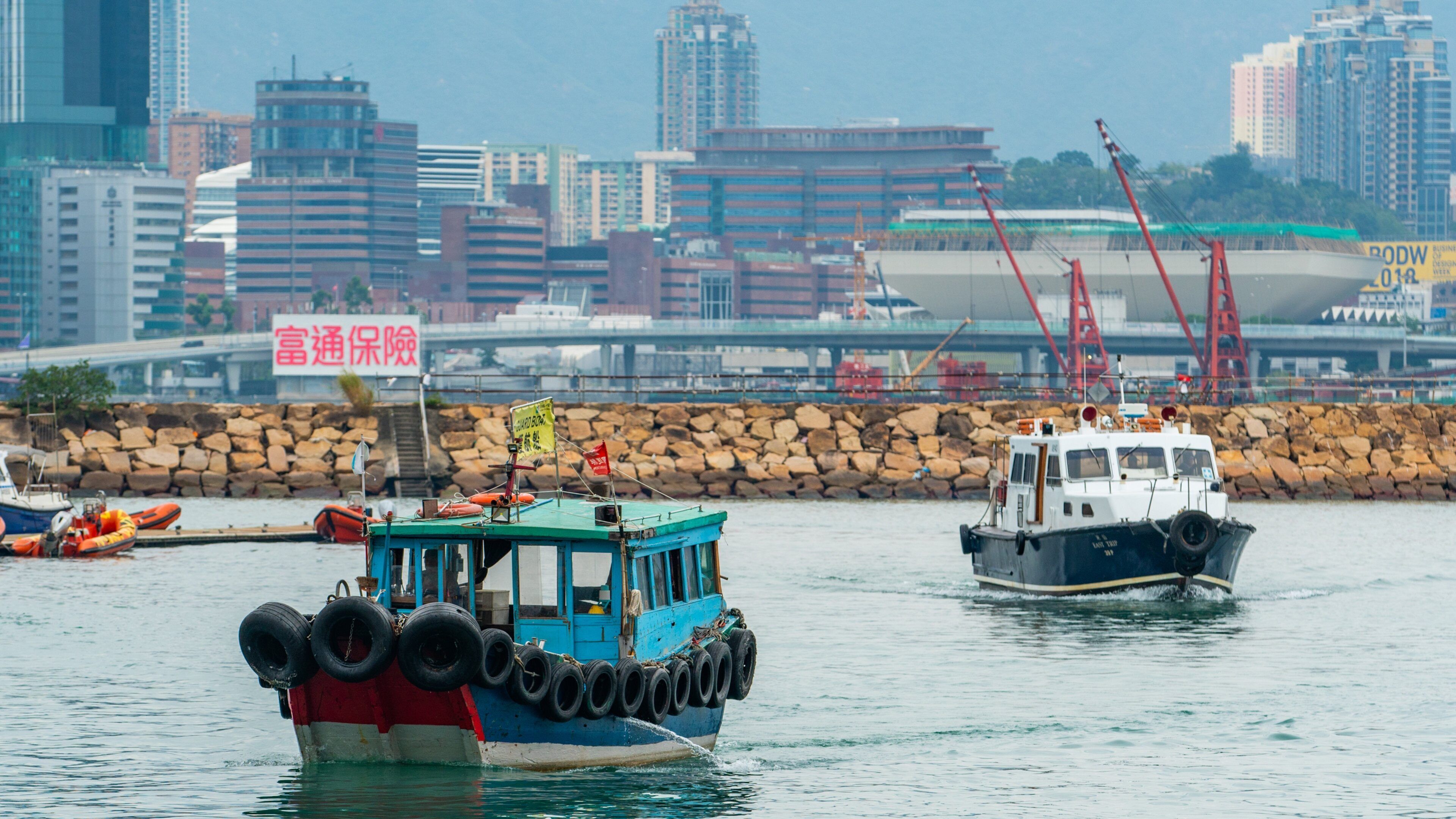 Causeway Bay showing boating and a bay or harbor