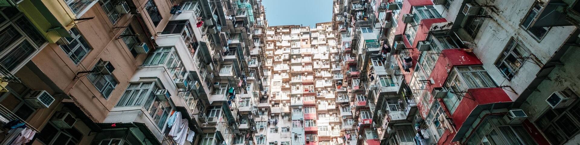 Colorful building facade in Hong Kong, Quarry Bay ( a.k.a. Monster Building)