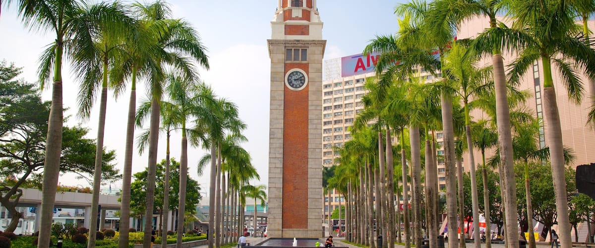 Tsim Sha Tsui which includes a fountain and a city